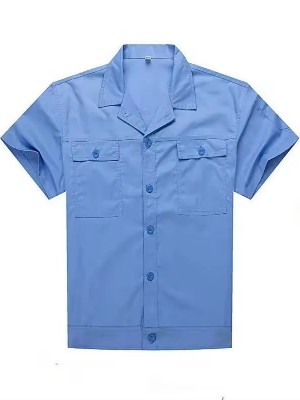短袖工廠(chǎng)工作服定制夏季棉質(zhì)耐磨工裝定制可加logo圖案